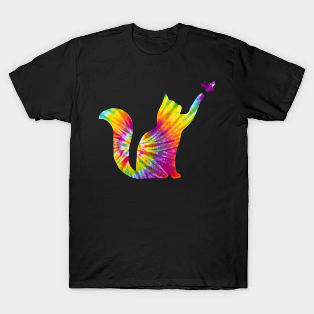 Tie Dye Cat Retro Pattern T-Shirt by StarMa